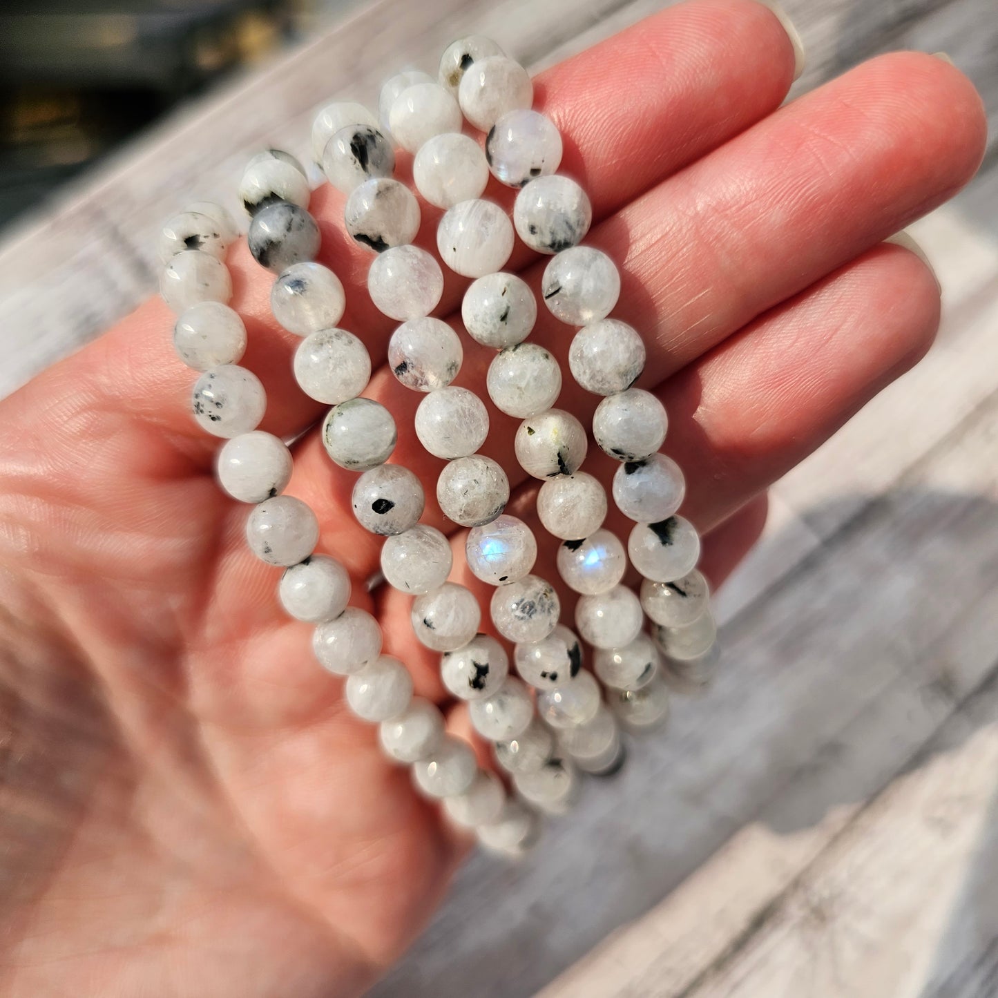 6mm Reiki Infused Rainbow Moonstone Bracelet