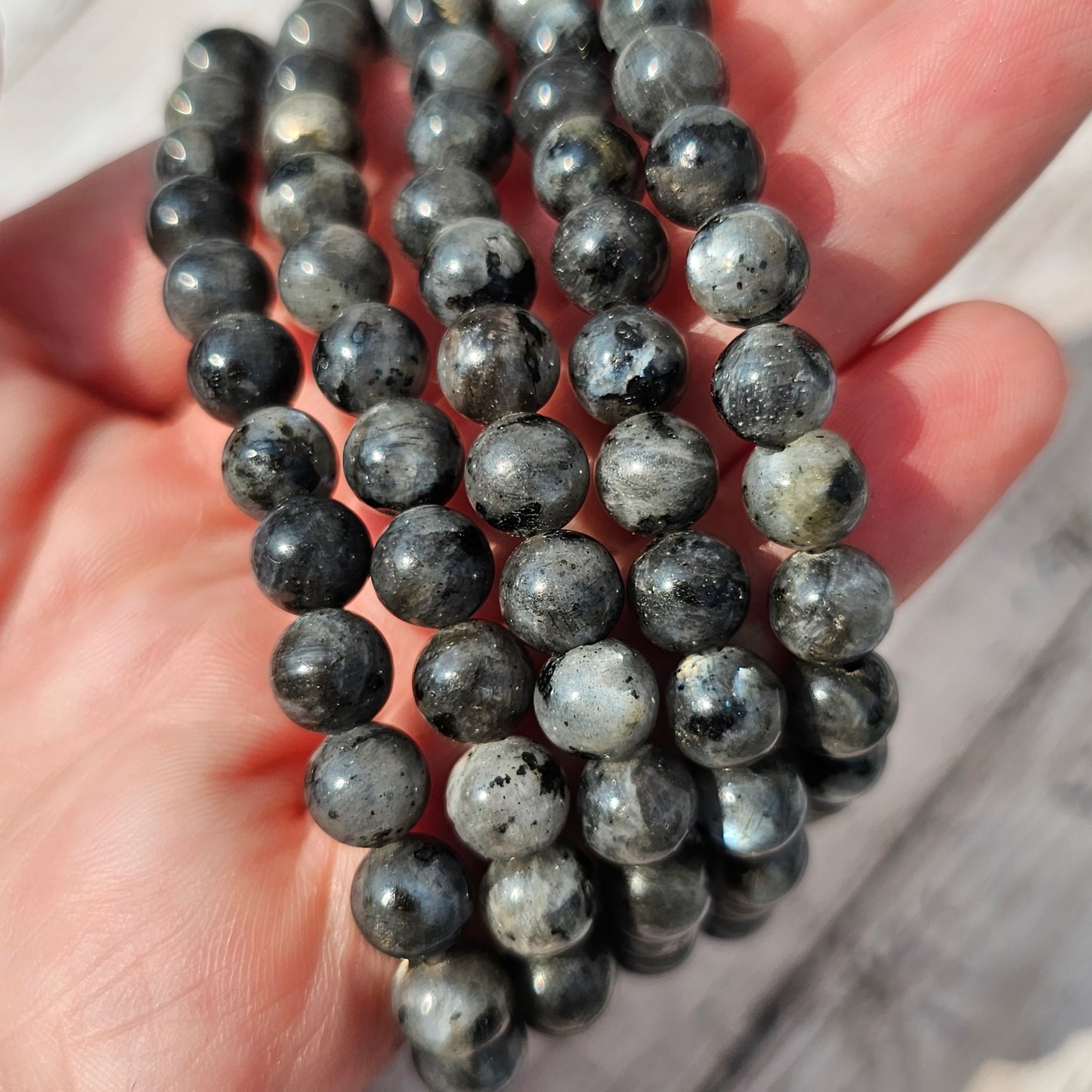 6mm Reiki Infused Larvikite Bracelet