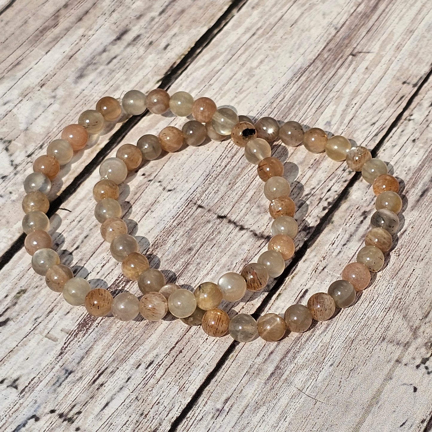 5mm Reiki Infused Skeletal Sunstone Bracelet