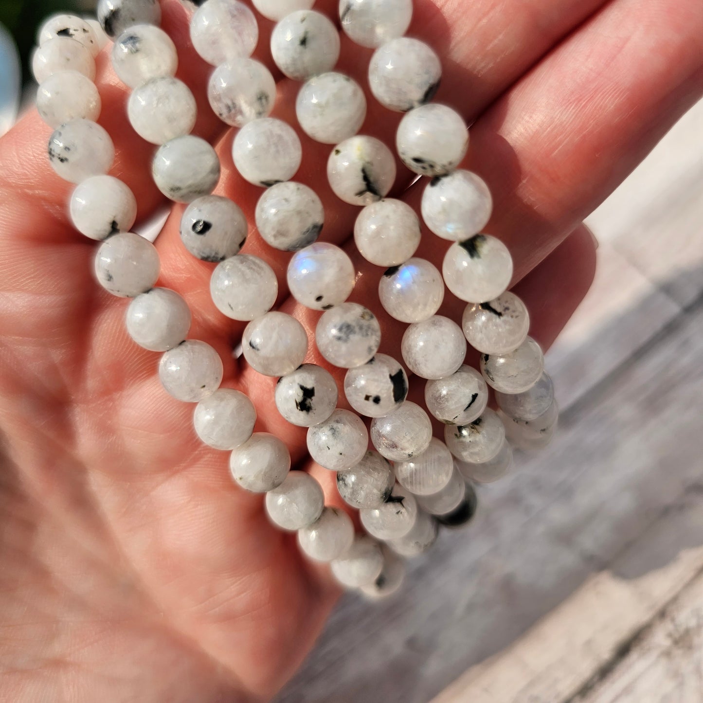 6mm Reiki Infused Rainbow Moonstone Bracelet